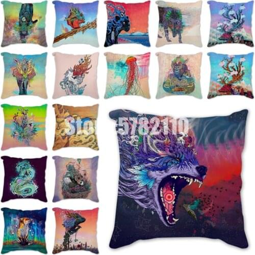 Wolf deer bird lion tiger chameleon Print Throw Pillows Cushion Cover Cat Home Decoration chair cushion plush cushion Pillowcase