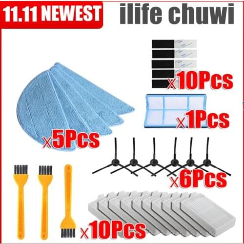 Vacuum robot cleaner Parts side brush Primary dust Filter mop Hepa Filter for ilife v5 v5s V3 V3s v5pro V50 V55 x5 v5s pro