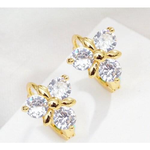 12 Colors Gold Hoops Crystal Flower Earrings Gold Hoop Earrings for Women Fashion Jewelry