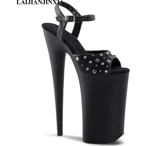 LAIJIANJINXIA Ladies sexy party high heels, platform baking 20 cm high heel sandals, rivet decoration, dancing shoes