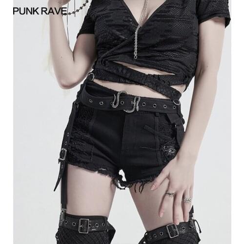 PUNK RAVE Womens Punk Strap Belt Loop Personality Novelty Detachable Female Waist Belt Delicate Metal Fittings Decoration