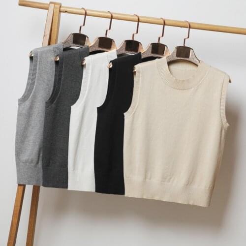 Oversize New Korean Loose Wild Sweater Vest Sleeveless Sweater O-neck Knitted Vest Womens Sweater Spring/Autumn Thin Knitted