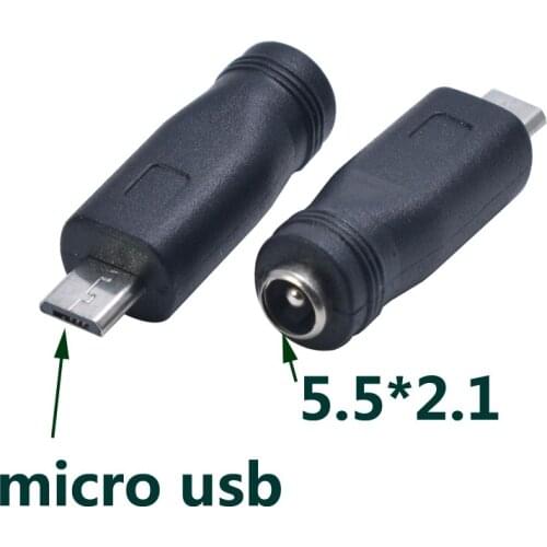 1pcs 5.5*2.1mm Female to Micro USB male Jack 5Pin DC Power Charger Adapter Converter Connector For laptop Jack
