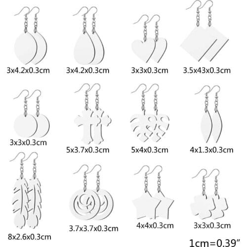 16 Pairs Sublimation Blank Keychains Thermal Transfer Key Chain Double-Side Printed MDF Keyrings Key Tags with Split Rings