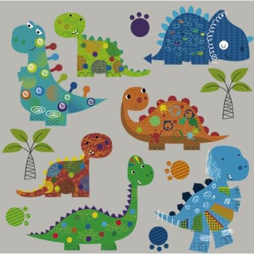 20pcs Cartoon Dinosaur Child Apparel Washable Heat Transfer Stickers Vinyl Patches Iron On Patch For Clothing Jeans Appliques