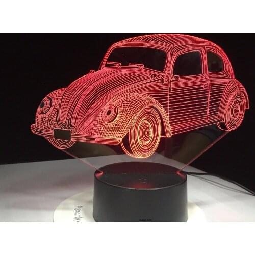 7 Colors Visual Car 1970 Modeling Lamp 3D LED NightLight Kids Gifts Touch Switch USB Table Lampara Lampe Sleep Lighting