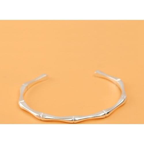 New Romantic Bracelet & Bangles for Women 925 Silver Hot Bamboo Joint Opening Cuff Bracelet Fashion Women Bangles Jewelry