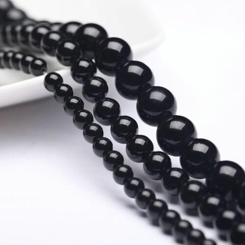 DoreenBeads Black Color (Grade A) ( Natural ) Beads Round For Women Men Handmade DIY Bracelets Necklace Jewelry Gifrs,1Strand