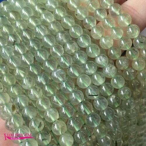 Natural Green Prehnites Stone Loose Beads High Quality 4/6/8/10/12mm Smooth Round Shape DIY Gem Jewelry Accessories 38cm wk408