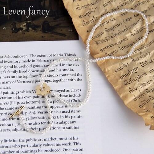 925 Sterling Silver Flower OT Clasp Lariat Necklace Natural Freshwater Pearl Bead Chain Necklaces for Girlfriend Wedding Jewelry