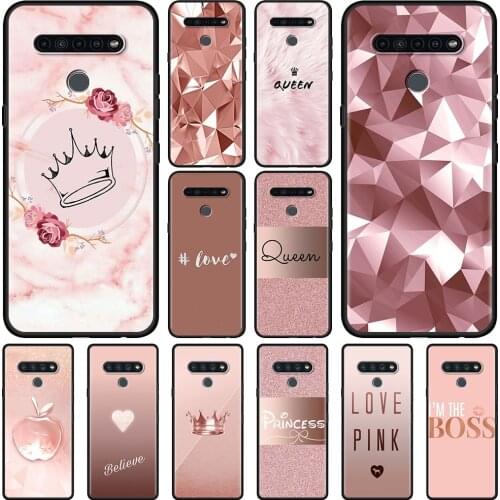 Phone Shell For LG K71 K61 K52 K50s K50 K42 K41s K40s K40 G8 G7 ThinQ G6 Case Rose Pink Princess Queen Fundas