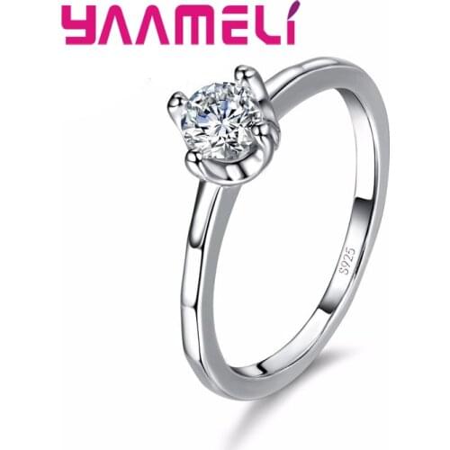 Cheap Sale Women Wedding Engagement Simple Design Rings 925 Sterling Silver High Quality CZ Stone Ladies Ring Jewelry