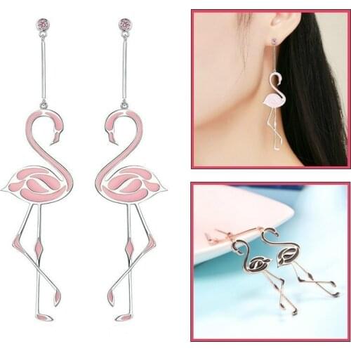 Flamingo Drop Earrings Long Earring Trendy Jewelry Wedding Gifts For Female Women Ladies Girls Party Fashion