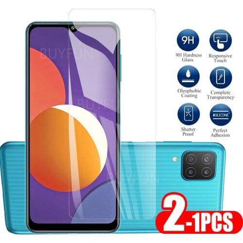 For Samsung M12 A12 M127F A125F Glass 1-2PCS Screen Glass Screen Protector On For a02s a02 a32 a42 Transparent Tempered Glass