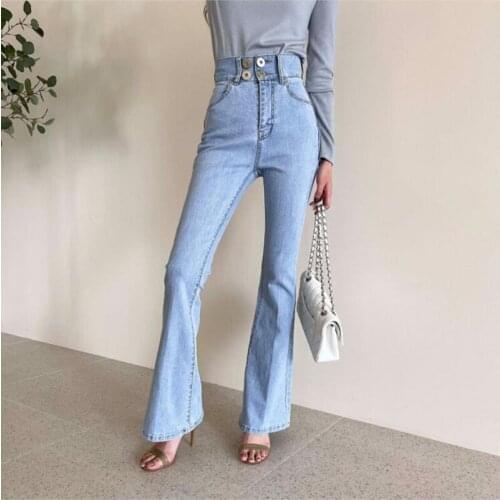High Waist Jeans High Street Denim Pants Street Wide Legs Blue Flared Jeans Trousers