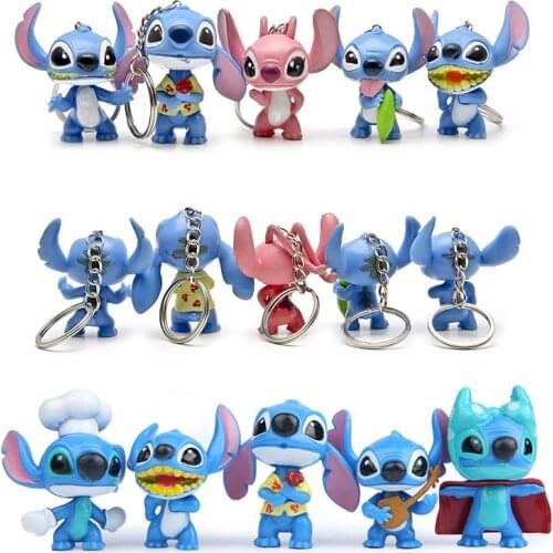 10Pcs Stitch Lilo Toys Anime Action Figure Keychains Christmas Gifts and Dolls Home Party Supply Cake Decoration