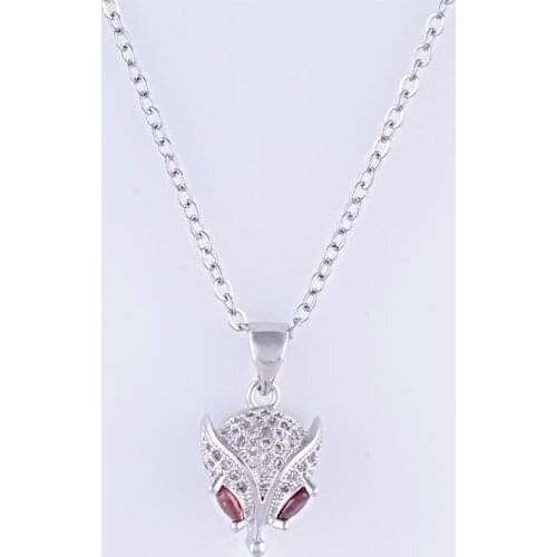 Hot Trendy Jewelry Shining Zircon Fox Beads Women Necklace & Pendants For Women Men Diy Copper Animal Charms Pendant For Friend