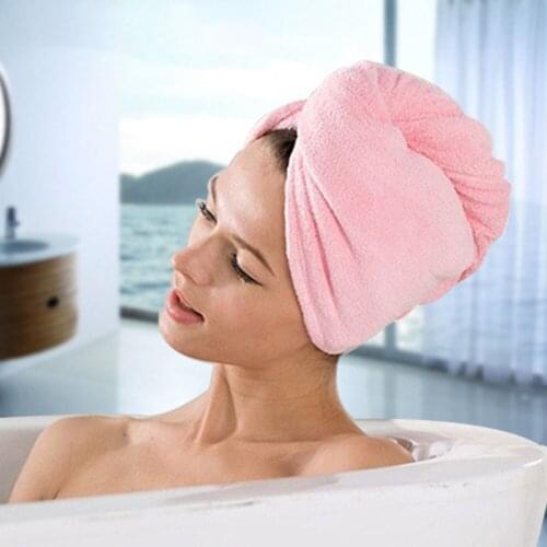 Cotton Hair Towel Quick Drying Hat Lady Bamboo Bath Hair Towel For Adults Woman Man Turban Head Wrap Bathing Tools