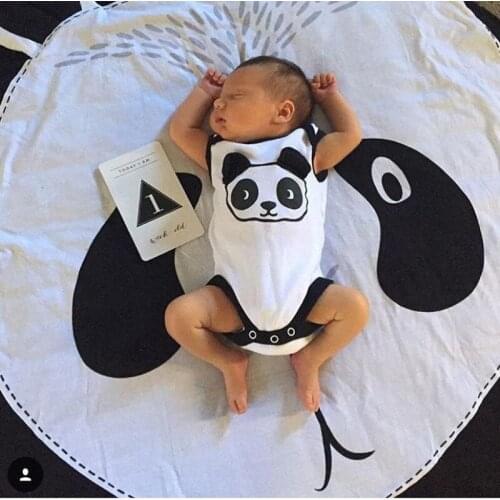 INS New Cartoon Panda Cotton Children Crawling Mat Fox Game Mat Round Carpet Children Room Decorations