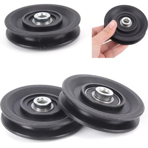 2019 New Wearproof Nylon Bearing Pulley Wheel Cable Gym Fitness Equipment Part Universal Black 90mm