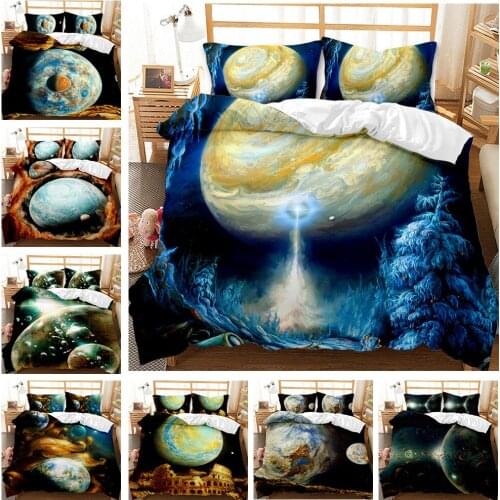 Sci-Fi Planet Prints Duvet Cover 3D Bedding Set Earth From Outer Space Quilt Cover Queen King Size Comforter Cover Bedclothes