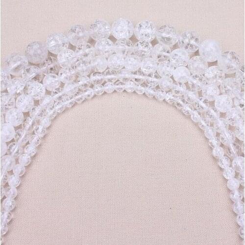 MEIBEADS Natural White Cracked Crystal Round Beads 15.5" Pick Size for DIY Jewelry Making Accessories 10mm UF2813