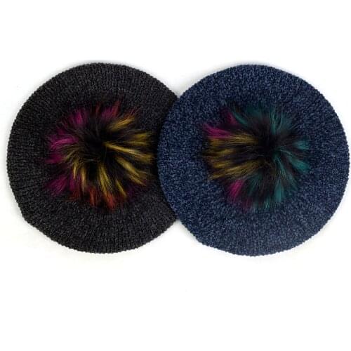 Fashion Women Berets With Faux Fur Pom Pom Chenille Soft Winter Warm Hats Female French Artist Beret Hairballs Caps Casual Hat