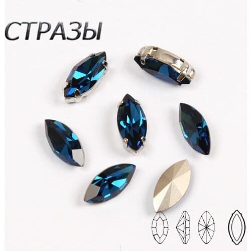 Montana Strass marquise Sew On Stone with Silver Gold claw setting Horse eyes rhinestone button for garment sewing