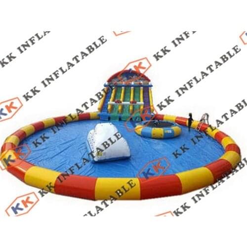 Ourdoor cheap inflatable water slide with pool for kids