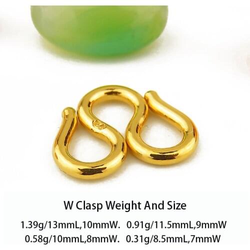 Real 24k Yellow Gold S Shape Clasp M Clasp Circle With Circle Can Suit For Necklace Pure Chain