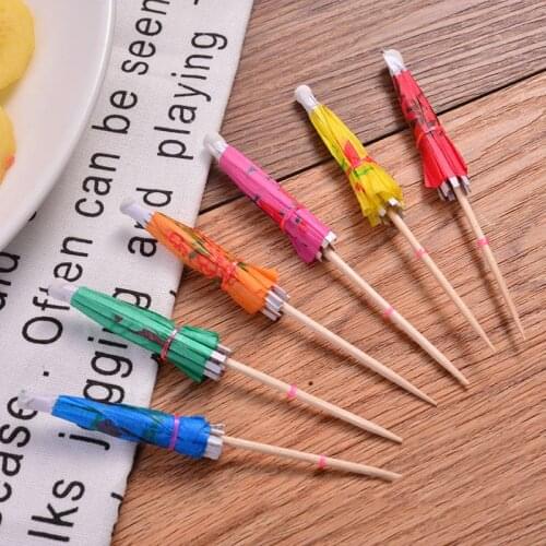 NHBR 100 Mixed Paper Cocktail Umbrellas Parasols for Party Tropical Drinks Accessories