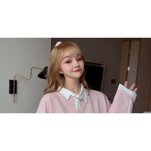 Autumn Sweet Women hoodies Fashion Preppy Style Loose Pullovers POLO collar Cute Cartoon print Patchwork Female Tops 2020 HOT