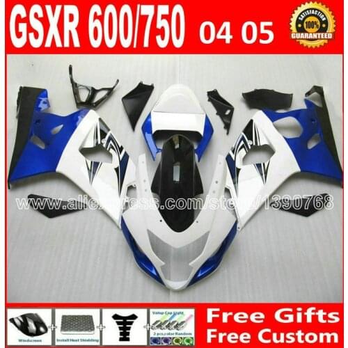 Brand new for SUZUKI GSXR 600 750 white black jewelry blue fairing 2004 2005 K4 RIZLA version gsxr600 FIN 04 05 GSX R750 683