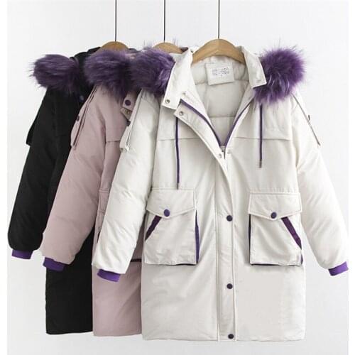 High quality Large size Winter Parkas Women Fashion Thicken Cotton Coat Hooded Fur collar Windproof Warm Outerwear Female G749