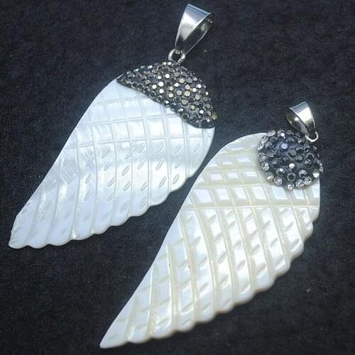 Wing shell pendants with rhinestone tape with blue stone golden colors top selling items with factory wholesale price