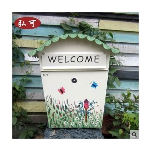 Top selling European wall Mailbox Fashion Vintage Bucket tin Newspaper box Post Letter Box Zinc Coated