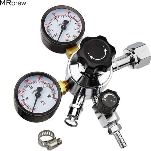 Portable Double Gauge Beer CO2 Pressure Relief Valve Safety Keg Buck Regulator 0-3000 PSI Tanks Pressure Gauge W21.8 & CGA320