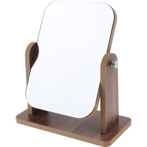 Rotated Cosmetic Desktop Stand Makeup Mirror with Wood Frame High Definition
