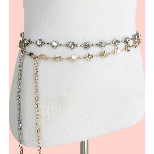 New Womens Belt Fashion Metal Chain Belt Gold Thin Skinny Metal Belts for Women Hip 2021 Punk Vintage Elegant Dress Belts