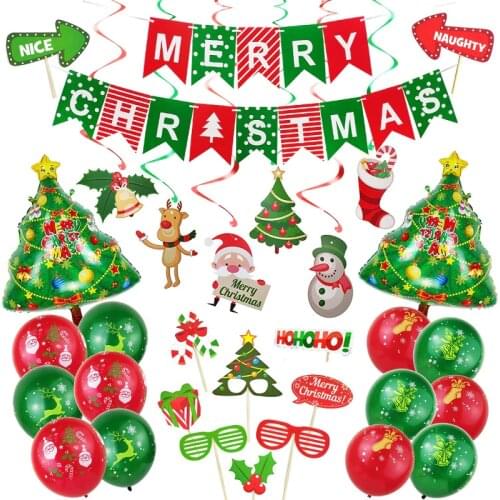 Christmas Decorations for Home Merry Christmas Balloons Banner Photo Booth Props 2021 Happy New Year Decorations Navidad 2020