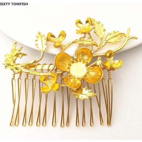 SIXTY TOWFISH 75*63mm Fancy Tree-Branch Alloy Hair Combs Fashion Hairwear base Settings Jewelry Hairpins