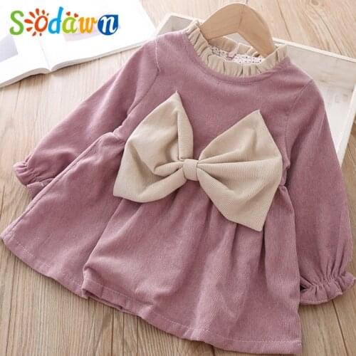 Sodawn Girl Dress Kids Spring Autumn Children Girl Clothing 2020 Bow Party Long Sleeve Princess Dress For Girl Party Wedding
