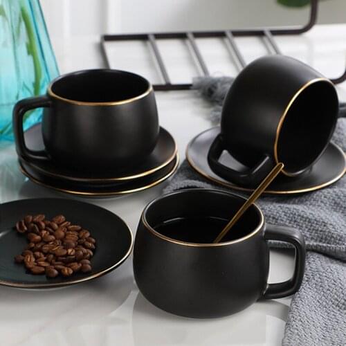Modern coffee mugs cup matte black cups ceramic mug tazas de cafe coffe cup and saucer tumbler taza creativas couple