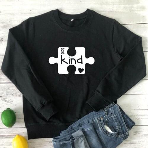 Aesthetic Unisex Autism Awareness Pullovers Be Kind Puzzle Piece Sweatshirt Women Graphic Christian Kindness Sweatshirts