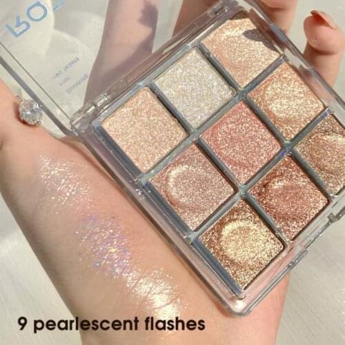 Eyeshadow Cosmetics 9 Colors Shimmer High Pigmented Shadows Lasting Waterproof Eye Shadow Palette Glitter For Eyes Makeup TSLM1