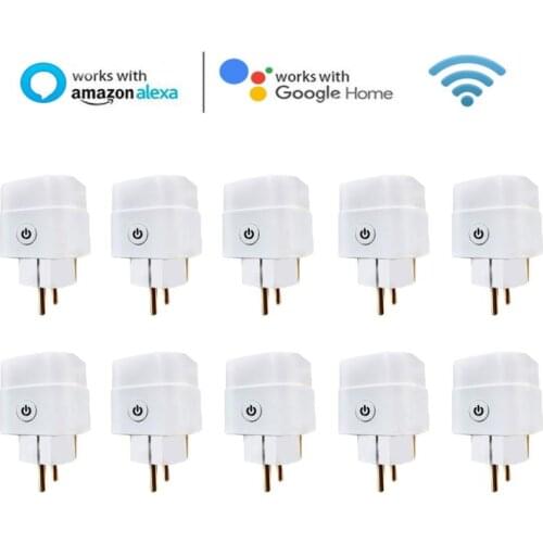 EU Tuya 16A WiFi Smart Plug Outlet Mini Intelligent Socket Works With Alexa Google Home Voice Control No Hub Required