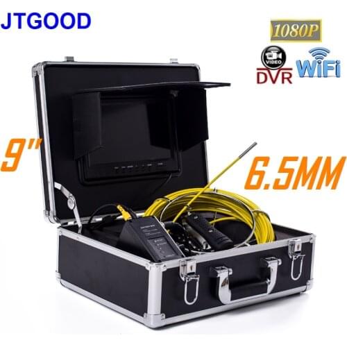 JTGOOD 9" Monitor HD1080P DVR WiFi 6.5mm Pipe Inspection Video Camera IP68 Drain Sewer Pipeline Industrial Endoscope System