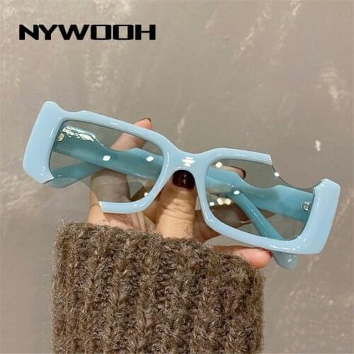 NYWOOH Vintage Rectangle Sunglasses Women Men Luxury Brand Small Retro Sun Glasses Ladies Fashion Unique Notch Sunglass