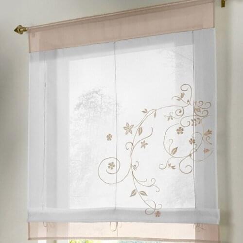 European Roman Voile Curtain Embroidered Rustic Curtain Blinds Gauze Small Coffee Tulle Curtain Kitchen Cafe Half-curtain