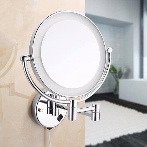 Bath Mirrors Chrome Magnifying Bathroom Wall 9 Inch Brass Round LED Makeup Lighting Mirror Illuminator Make-up Mural M37-802